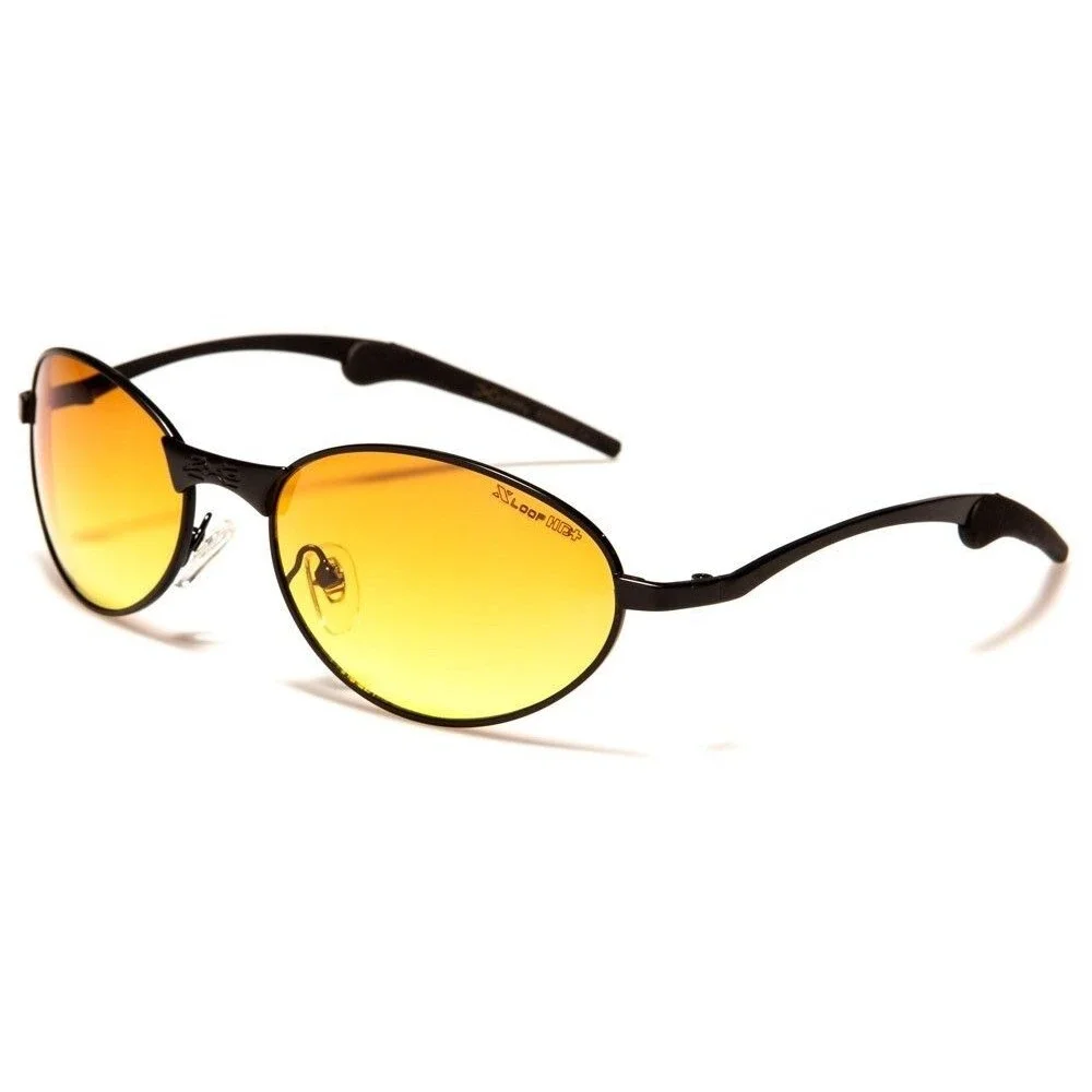 Brown High-Definition Lens Driving Black Stylish Metal Frame Oval Sunglasses